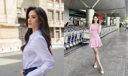 Sau thông báo tạm rời showbiz, Hoa hậu Ý Nhi chính thức có mặt tại sân bay, nhan sắc đời thường gây chú ý 