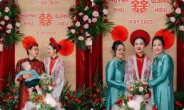 Lễ vu quy của Hồ Quang Hiếu và vợ cao 1,8 m: Ôm con làm lễ, chỉ một chi tiết rõ quan hệ sui gia