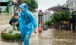 Thay bạn xem nhà ngày mưa bão: Geleximco ngập sâu, Vinhomes Smart City vẫn khô ráo