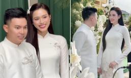 Lộ diện mạo chồng thiếu gia của Hoa hậu Đỗ Thị Hà trong lễ ăn hỏi, đúng chuẩn 'trai tài gái sắc'
