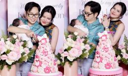 Con trai nuôi đình đám của Vũ Linh và vợ Hoa hậu mừng đầy tháng con gái cưng