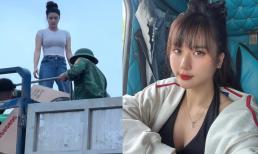 Cô gái xinh đẹp bốc vác hàng cứu trợ trên thùng xe tải 30 tấn 'gây bão' mạng xã hội