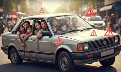 Xe ô tô 4 chỗ chở 5 người có bị phạt không? Cập nhật quy định mới từ 2025