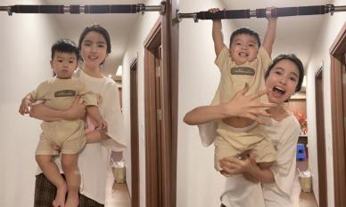 Chu Thanh Huyền cho con trai 1 tuổi 'đu xà' hút hơn 3 triệu lượt xem, khiến dân mạng tranh cãi dữ dội