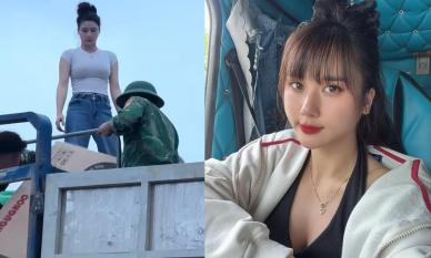Cô gái xinh đẹp bốc vác hàng cứu trợ trên thùng xe tải 30 tấn 'gây bão' mạng xã hội