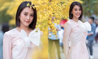 Hóa nàng thơ 'khai xuân' trong tà áo dài nền nã, Hoa hậu Tiểu Vy khoe nhan sắc thuần khiết, dịu dàng 'ngắm mãi không chán'