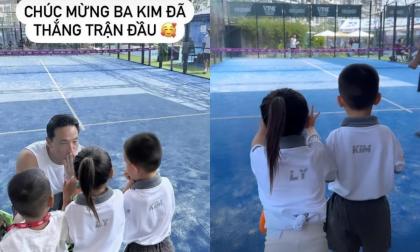 Cặp song sinh của Hồ Ngọc Hà đến ủng hộ ba chơi thể thao, cách thể hiện tình cảm cực 'đốn tim'