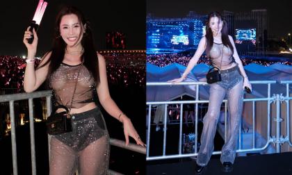 Quế Vân gây 'nhức mắt' khi mặc đồ thiếu vải đi xem Anh trai vượt ngàn chông gai