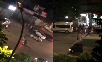 Hàng chục giang hồ cầm hung khí rượt đuổi nhau gây náo loạn cả khu phố ở Hà Nội