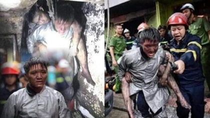 Ông bố Hà Thành ca ngợi người lính cứu hoả đã cứu con trai mình như một 'vị thần'