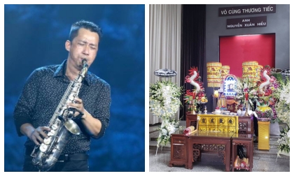 Đám tang nghệ sĩ Xuân Hiếu diễn ra trong lặng lẽ, vợ thất thần nhìn di ảnh chồng