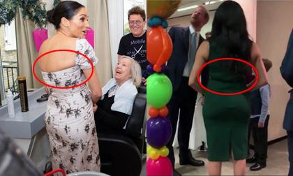 Điều lo sợ của Meghan đã tới, cơ thể ngấn mỡ bỗng lồ lộ trong chiếc đầm chật chội