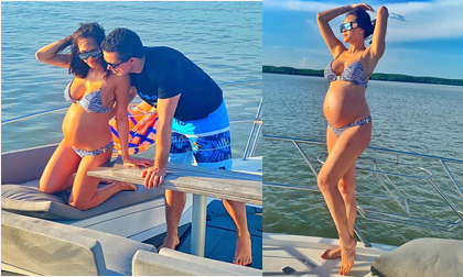 Sát ngày sinh, mẹ bầu Phương Mai vẫn đi du lịch, mặc bikini 'quẩy' trên du thuyền
