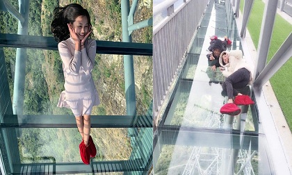 Du khách phấn khích trải nghiệm đi trên cầu kính cao nhất Việt Nam