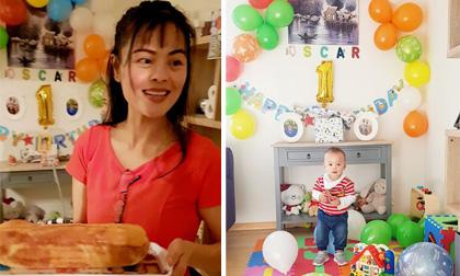 Xuân Thuỳ 'Cô gái xấu xí' tự tay trang trí, tổ chức sinh nhật 1 tuổi cho con trai