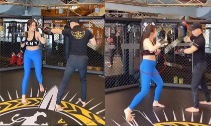 Nhìn ảnh chính diện cứ ngỡ eo thon nhưng qua clip Diệp Lâm Anh vẫn lộ vòng hai lớn