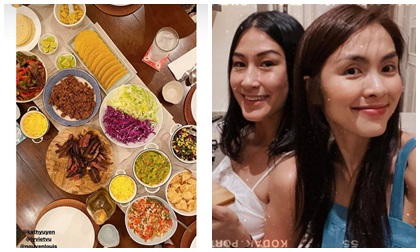 Hà Tăng khoe tiệc món Tây thịnh soạn như nhà hàng dịp lễ với hội bạn triệu đô, nhưng mặt mộc của ngọc nữ mới là tâm điểm