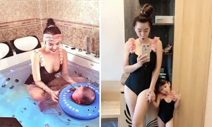 Loạt mẹ bỉm sữa showbiz Việt chuộng mốt bikini một mảnh đính hoa