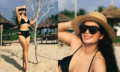 Sau 5 năm, Thúy Hằng mới dám diện bikini thả dáng trên bãi biển