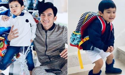 Quá nhớ trường khi nghỉ dịch ở Mỹ, con trai Đan Trường đeo cả cặp sách 'to hơn người' đi chợ