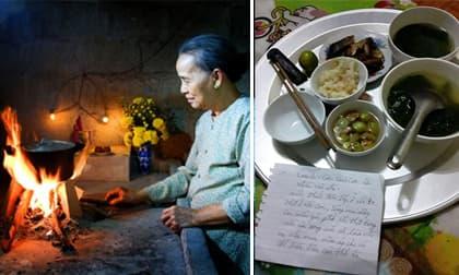 Mâm cơm kém bắt mắt với một món mặn nhưng dòng thư viết trên giấy lại gây chú ý!