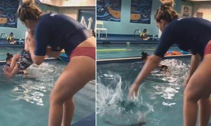 Cô giáo ném bé 8 tháng tuổi xuống hồ nước để tập bơi khiến MXH dậy sóng