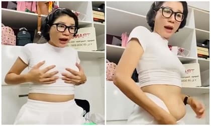 Trang Trần ôm ngực, vạch bụng chửi kẻ chê vòng một 'xệ như mướp' của mình là thiểu năng trí tuệ