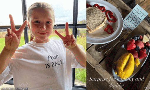 Bà xã Beckham khoe ảnh bữa sáng tự làm và lời nhắn ngọt ngào của con gái dành cho bố mẹ 