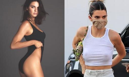 Kendall Jenner 'thả rông' khi dạo phố cùng bà xã Justin Bieber, vòng một bị chê chảy xệ khác hẳn hình trên mạng 