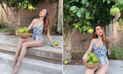 'Gái nhảy' Minh Thư khoe vườn nhà, nhưng bộ trang phục gợi cảm mặc khi hái bưởi mới gây chú ý