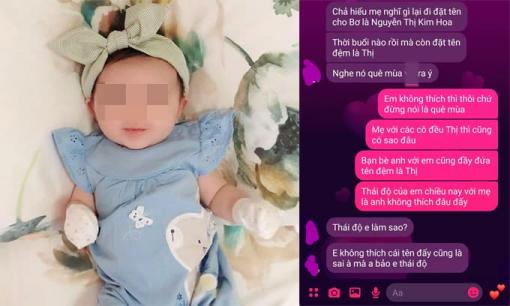 Mẹ chồng tự ý đặt tên cho cháu, con dâu phát cáu vì cho rằng tên đệm có chữ 'Thị' 
