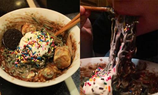 Loạt ảnh cô gái làm mì trộn như chế thuốc độc rồi ăn hết hút hơn 40k lượt share