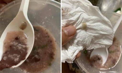 Đang ăn tô cháo ngon lành, cô gái giật mình khi phát hiện vật thể lạ 