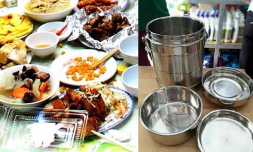 Đến nhà chú bạn trai ăn tân gia, cô gái cầm theo cặp lồng lấy phần mang về