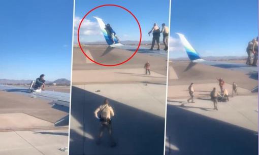 Khoảnh khắc người đàn ông trèo lên cánh máy bay khi chuẩn bị lăn bánh khiến người xem 'đứng hình'