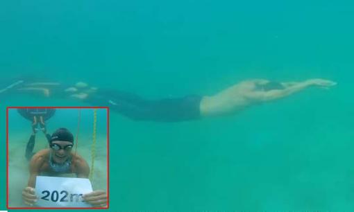Người đàn ông nín thở gần 3 phút, lặn 202m dưới nước chỉ trong một lần lấy hơi