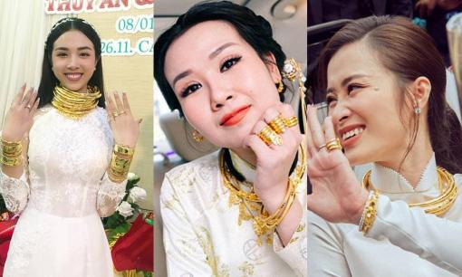 Ngày cưới: Á hậu Thúy An, Bảo Thy đeo kiềng vàng nặng cổ vẫn chưa nhiều bằng Võ Hạ Trâm, Đông Nhi