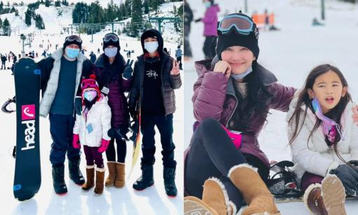 Kim Hiền đăng ảnh cùng chồng con đi trượt tuyết vẫn không quên lời dặn của mẹ trước khi qua đời 
