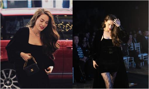 'Mẹ 3 con' Hồ Ngọc Hà thả dáng gợi cảm với đầm bó sát, một mình dự event tại Hà Nội