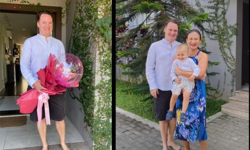 Chồng cũ Diva Hồng Nhung đón sinh nhật bên vợ doanh nhân và con trai