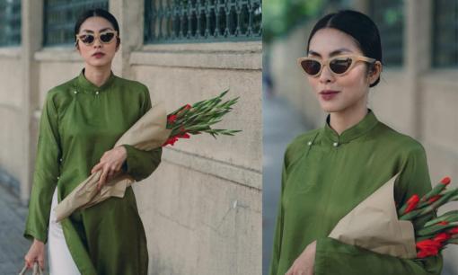 Tăng Thanh Hà hóa 'cô Thắm' khi diện áo dài đi chợ sắm Tết 