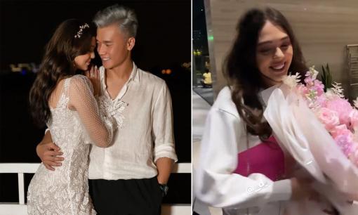 Bạn gái Tây hoàn thành cách ly, Bùi Tiến Dũng đến đón và tặng hoa