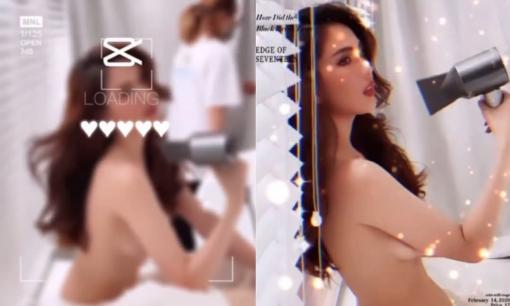 'Nghẹt thở' với loạt hình Ngọc Trinh bán nude tạo dáng với máy sấy tóc 