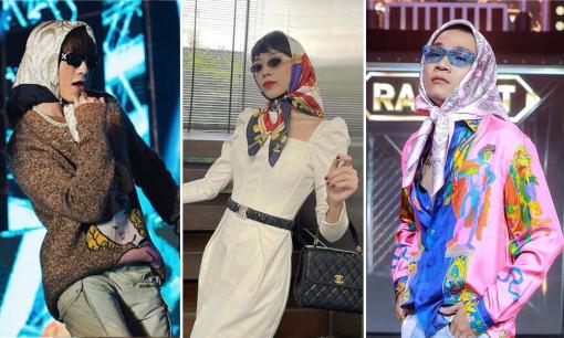 Sao Việt lăng xê mốt quàng khăn như cụ bà