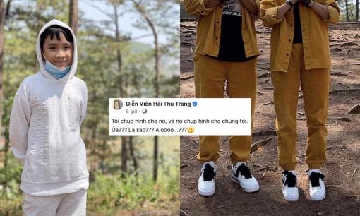 Thu Trang “đau khổ” đăng hình con trai chụp 'dìm hàng' 2 vợ chồng, fan nhìn ra ngay là “khoe giày hiệu trá hình”