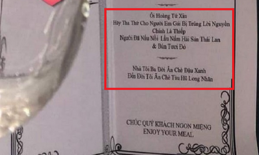 Menu tiệc cưới toàn 'món ăn lạ', kết hợp với các từ khóa hot trend khiến dân tình cười muốn xỉu