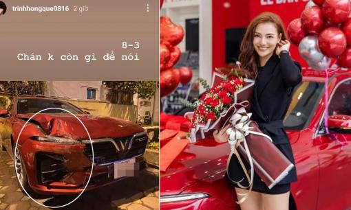 Hồng Quế gặp tai nạn khiến xế cưng vừa mới tậu bị hư hại, móp đầu nghiêm trọng