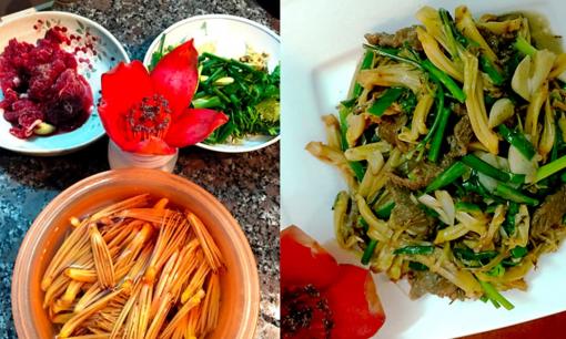 Mẹo khử nhớt không phải ai cũng biết khi làm món nhụy hoa gạo xào thịt bò 