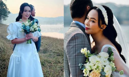 Quán quân Duyên Dáng Bolero Trần Mỹ Ngọc lộ ảnh cưới với chồng đại gia