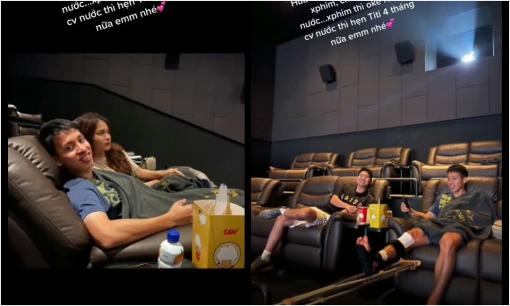 Đang nghỉ dưỡng thương dài hạn, Hùng Dũng gây xúc động khi chống nạng đưa vợ đi xem phim